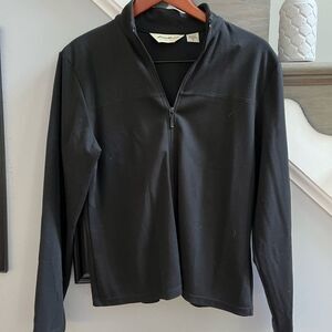 L.L. Bean Black Zip Up Heavy Jersey Jacket sz MT EUC